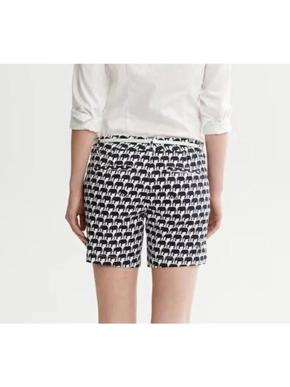 Banana Republic Womens Milly Collection Elephant Shorts Sz 10 White Black SP EXC - Picture 2 of 12